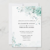 ターコイズセージ緑フローラ結婚式招待状 招待状 (正面)