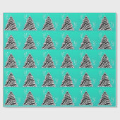 ターコイズゼブラクリスマスツリー ラッピングペーパー (フラット)