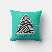 ターコイズゼブラクリスマス クッション (正面)
