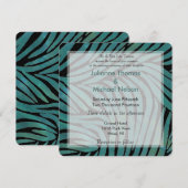 ターコイズゼブラ柄のウェディング 招待状 (正面/裏面)