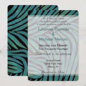 ターコイズゼブラ柄のウェディング 招待状 (正面/裏面)