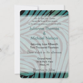 ターコイズゼブラ柄のウェディング 招待状