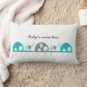ターコイズゾウオンパレード+ベビー名 ランバークッション (ブランケット)