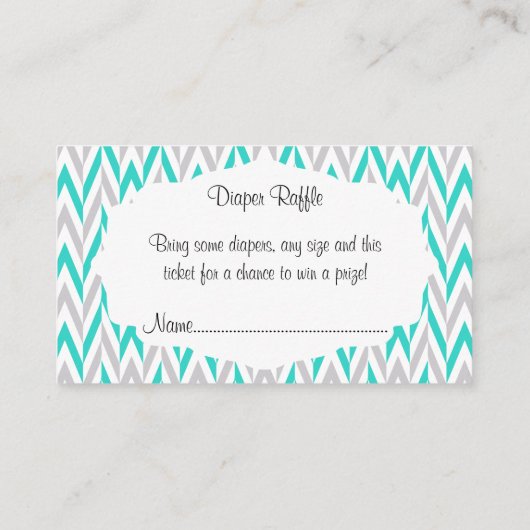 ターコイズゾウ赤ちゃんシャワーおむつラッフル エンクロージャーカード (裏面)