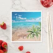 ターコイズタイドトロピカルパームツリービーチ結婚式 スタンダードランチョンナプキン (インサイチュ)