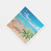 ターコイズタイドトロピカルパームツリービーチ結婚式 スタンダードランチョンナプキン (角)