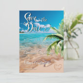 ターコイズタイドトロピカルパームツリービーチ結婚式 セーブザデート (スタンド正面)