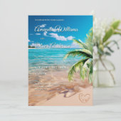 ターコイズタイドトロピカルパームツリービーチ結婚式 招待状 (スタンド正面)