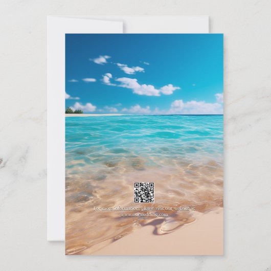 ターコイズタイドトロピカルパームツリービーチ結婚式 招待状 (裏面)