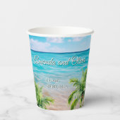 ターコイズタイドトロピカルパームツリービーチ結婚式 紙コップ (裏面)