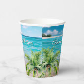 ターコイズタイドトロピカルパームツリービーチ結婚式 紙コップ (右)