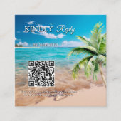 ターコイズタイドトロピカルビーチ結婚式QRコードRSVP エンクロージャーカード (正面)