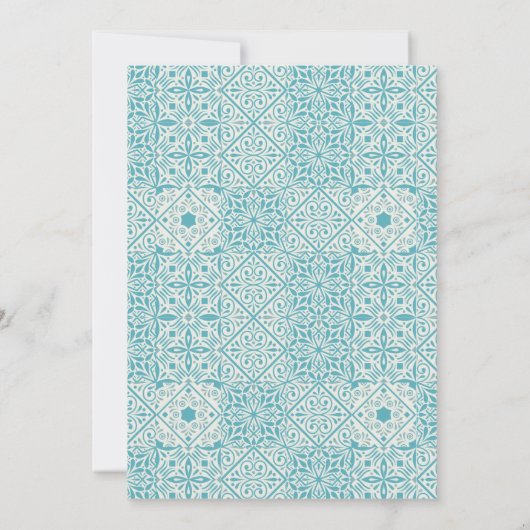 ターコイズタイル付きのバプテスマの招待トレンディーです。 招待状 (裏面)