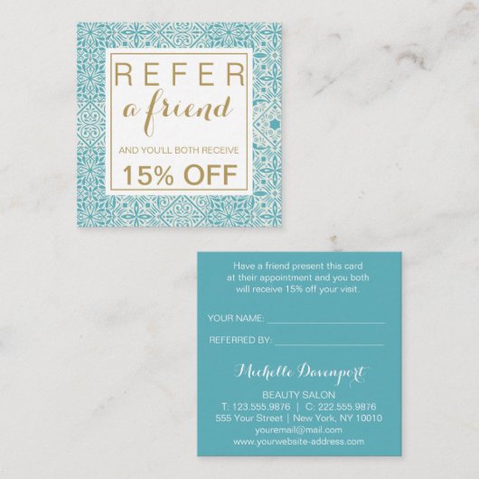 ターコイズタイル(四角い参照カード) スクエア名刺 (正面/裏面)