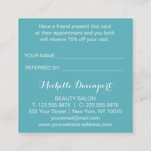 ターコイズタイル（四角い参照カード） スクエア名刺 (裏面)