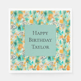 ターコイズタンゲリンゼブラ抽象芸術 スタンダードランチョンナプキン