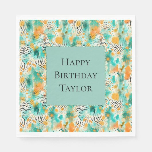 ターコイズタンゲリンゼブラ抽象芸術 スタンダードランチョンナプキン (正面)