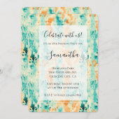 ターコイズタンゲリン動物抽象芸術誕生日 招待状 (正面/裏面)