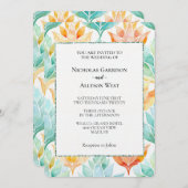 ターコイズタンゲリン抽象芸術フローラホワ結婚イト 招待状 (正面/裏面)