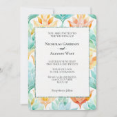 ターコイズタンゲリン抽象芸術フローラホワ結婚イト 招待状 (正面)