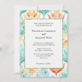 ターコイズタンゲリン抽象芸術フローラホワ結婚イト 招待状