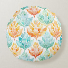 ターコイズタンゲリン抽象芸術フローラ ラウンドクッション