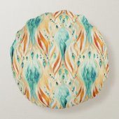 ターコイズタンゲリン抽象芸術フローラ ラウンドクッション (裏面)