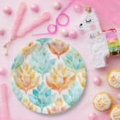 ターコイズタンゲリン抽象芸術結婚フローラ ペーパープレート (パーティー)