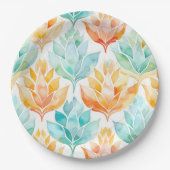 ターコイズタンゲリン抽象芸術結婚フローラ ペーパープレート (正面)