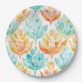 ターコイズタンゲリン抽象芸術結婚フローラ ペーパープレート