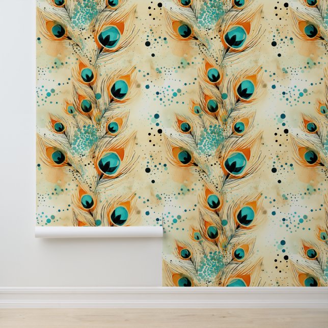 ターコイズタンジェリンアクアオレンジピーコックフェザー 壁紙 (アプリケーション)