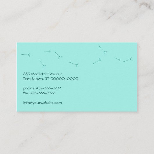 ターコイズタンデリオンウィッシュズビジネスカード アドバイスカード (裏面)