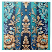 ターコイズタンフローラダマスクタイルウェスタンスタイル タイル (正面)