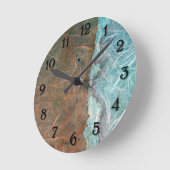 ターコイズタンヴィンテージ壁紙抽象芸術 ラウンド壁時計 (傾斜)