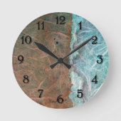 ターコイズタンヴィンテージ壁紙抽象芸術 ラウンド壁時計 (正面)