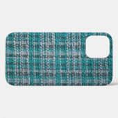 ターコイズタータンチェックファブリック、テクスチャ付き背景。 Case-Mate iPhoneケース (裏面 (横))