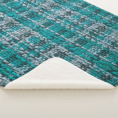 ターコイズタータンチェック布の質感 シェルパブランケット (3/4)