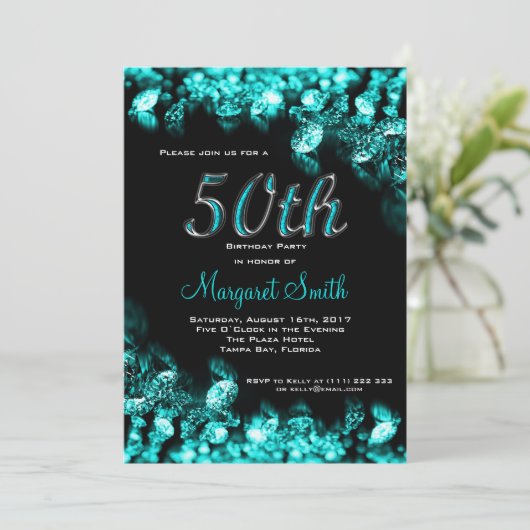 ターコイズダイヤモンド50thバーツデイパーティー招待状 招待状 (スタンド正面)