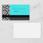 ターコイズダマスウェディングプレイスカード プレイスカード (正面/裏面)
