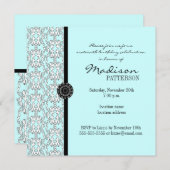 ターコイズダマスクバロックスウィート16パーティの招待状 招待状 (正面/裏面)