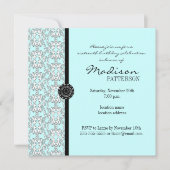 ターコイズダマスクバロックスウィート16パーティの招待状 招待状 (正面)