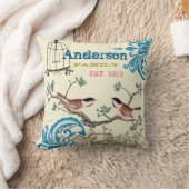 ターコイズダマスクヒクシ鳥かごファミリー Established D クッション (ブランケット)