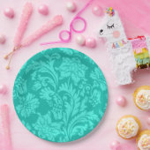 ターコイズダマスクプリント ペーパープレート (パーティー)