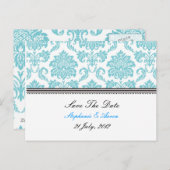 ターコイズダマスク日付ポストカードの保存 案内ポストカード (正面/裏面)