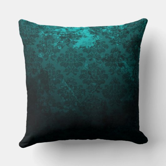 ターコイズダマスク金ゴールドフレパーソナライズされたーム クッション (裏面)