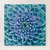 ターコイズダリアフラワーマクロの背景 ジグソーパズル (横)
