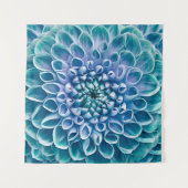ターコイズダリアフラワーマクロの背景 タペストリー (正面(横))