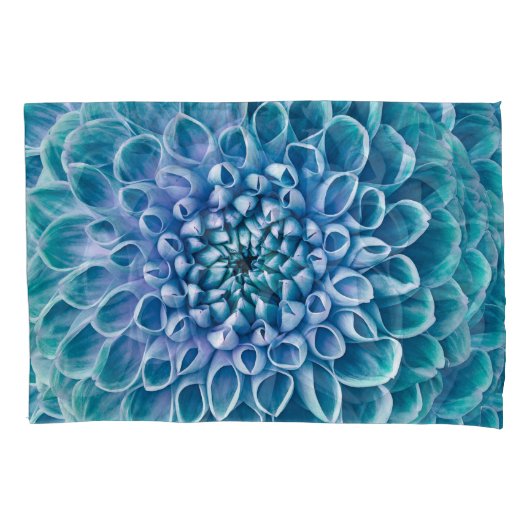ターコイズダリアフラワーマクロの背景 枕カバー (正面)