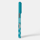 ターコイズチェック柄ストライプ オーダーメイド Case-Mate iPhoneケース (裏面 / 右)