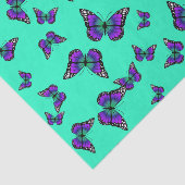 ターコイズティッシュペーパーと紫の蝶 薄葉紙 (詳細)